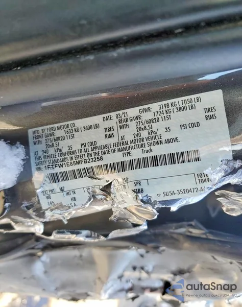 2021 Ford F150 Supercrew from USA, damaged, VIN 1FTFW1E85MFB23258